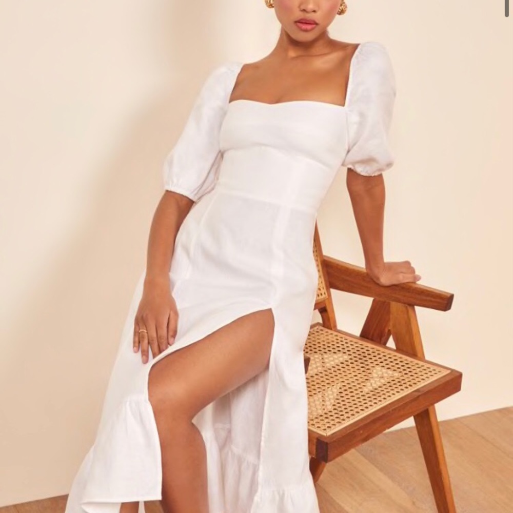 Reformation Belgium Linen Dress - White